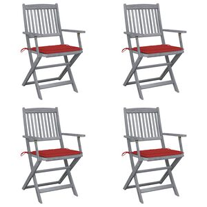 vidaXL Chaises pliantes 4 pi&egrave;ces avec coussins en bois d'acacia massif