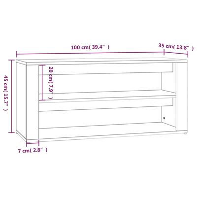 vidaXL Étagère à chaussures Blanc 100x35x45 cm Bois d'ingénierie