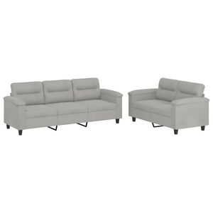 vidaXL Ensemble de canap&eacute;s 2 pcs coussins gris clair tissu microfibre