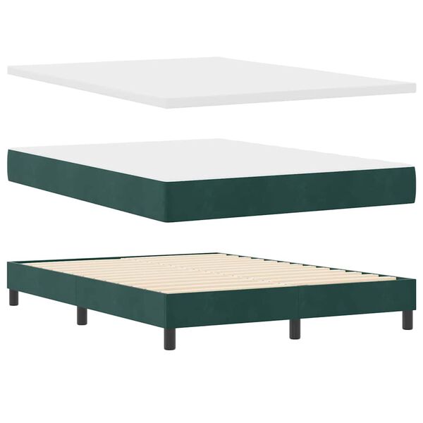 vidaXL Lit &agrave; ressorts avec matelas Vert fonc&eacute; 140 x 200 cm Velours