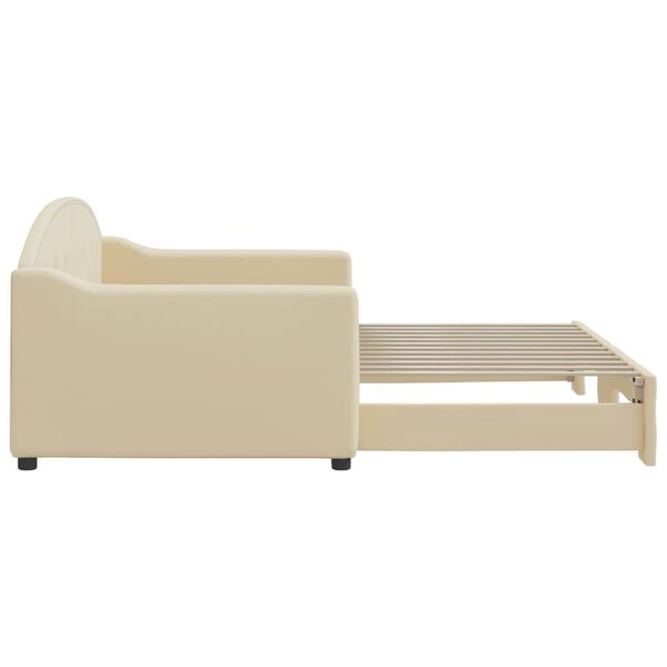vidaXL Lit de jour avec gigogne sans matelas cr&egrave;me 90x200 cm