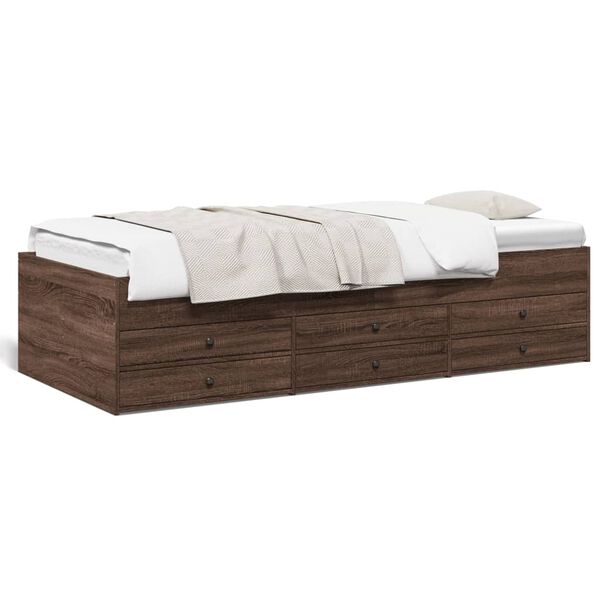 vidaXL Lit de jour avec tiroirs sans matelas ch&ecirc;ne marron 100x200 cm
