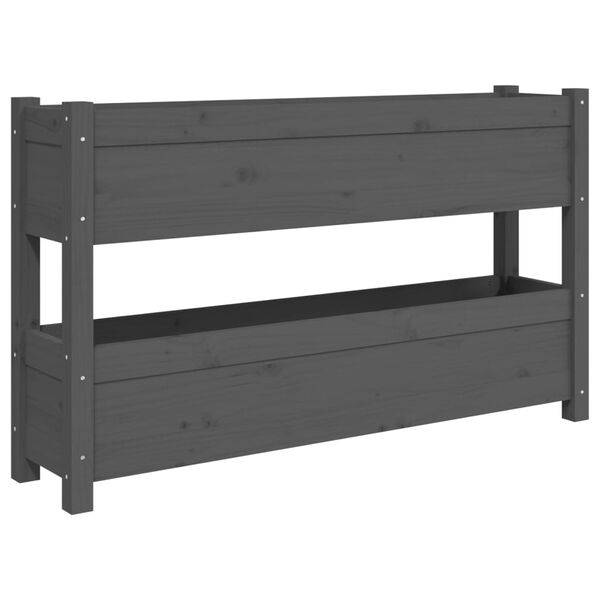 vidaXL Jardinière Gris 112x25x66 cm Bois massif de pin