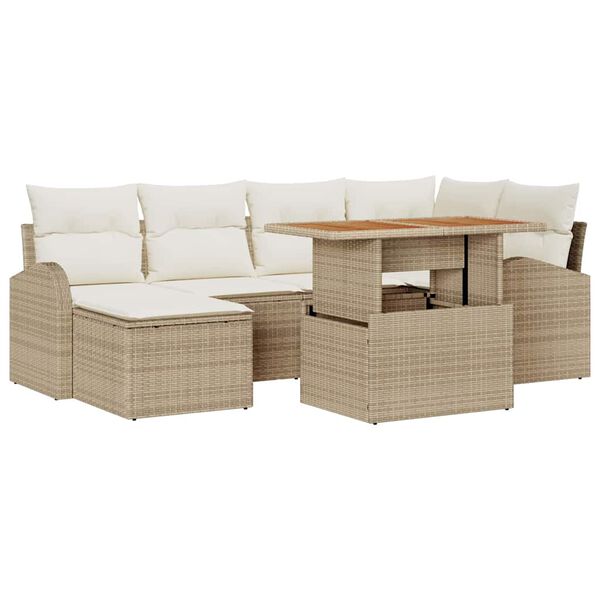 vidaXL Ensemble de canapé de jardin avec coussin 7 pcs beige et crème