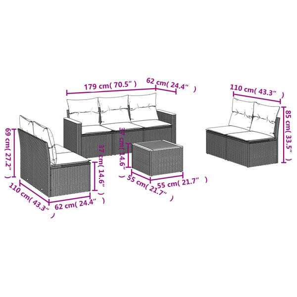 vidaXL Salon de jardin avec coussins 8 pcs beige r&eacute;sine tress&eacute;e