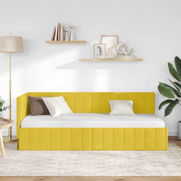 vidaXL Cadre de lit d'angle Jaune 80 cm x 200 cm Velours