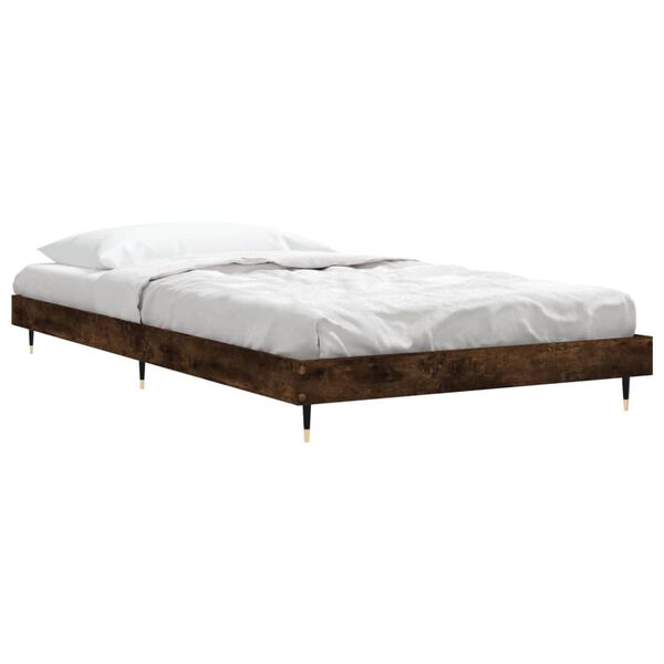 vidaXL Cadre de lit sans matelas ch&ecirc;ne fum&eacute; 90x190cm bois d'ing&eacute;nierie