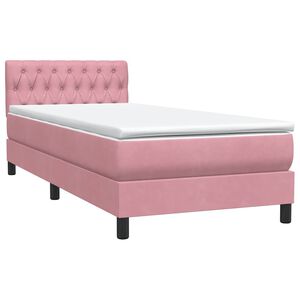 vidaXL Sommier &agrave; lattes de lit avec matelas rose 90x220 cm velours