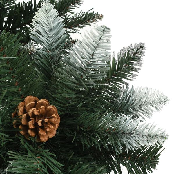 vidaXL Sapin de No&euml;l avec pommes de pin et paillettes blanches 210 cm