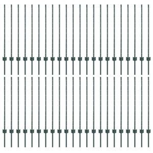 vidaXL Poteau de cl&ocirc;ture ench&acirc;ss&eacute; 44 pi&egrave;ces Vert 140 cm