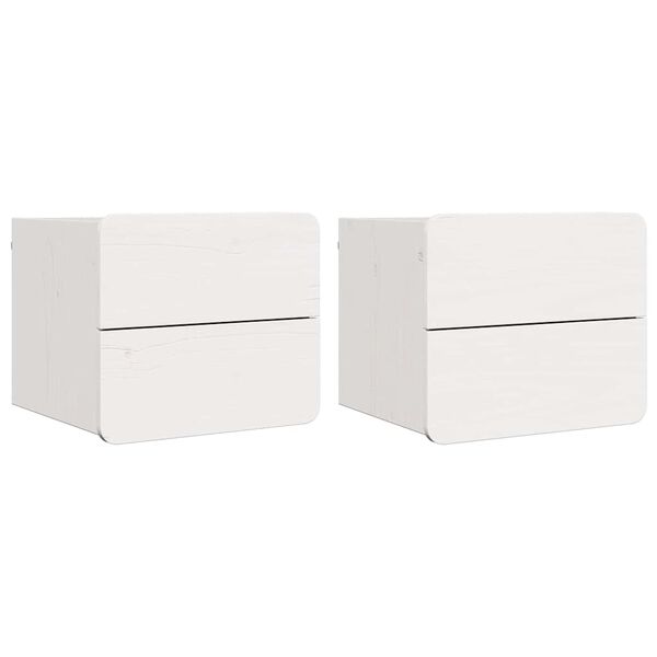 vidaXL Table de chevet 2 pcs Blanc 39 x 34 x 33 cm Bois de pin massif