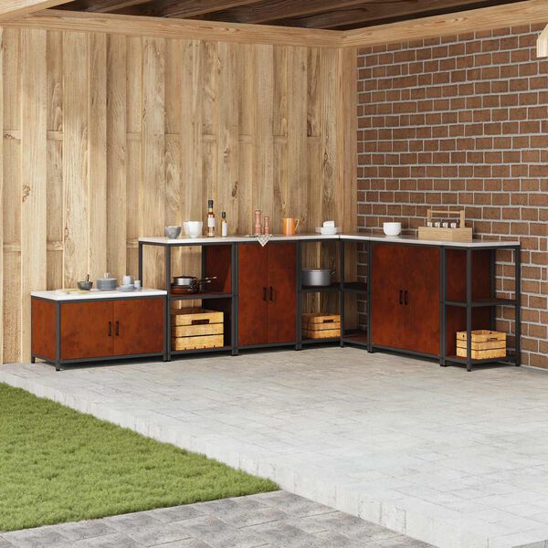 vidaXL Rangement de cuisine avec &eacute;tag&egrave;re Rouill&eacute; 60 x 50 x 92 cm Acier
