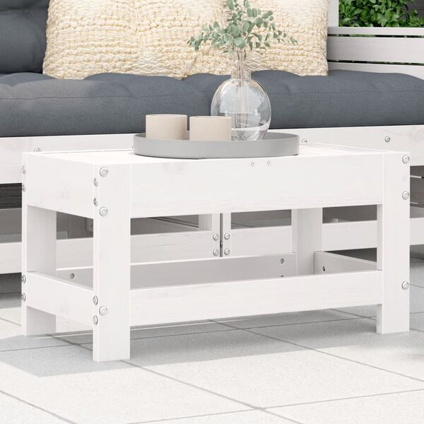 vidaXL Repose-pied de jardin blanc 62x30x32 cm bois de pin massif