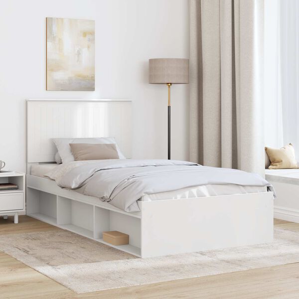 vidaXL Cadre de lit Blanc 100 x 200 cm Bois de pin massif