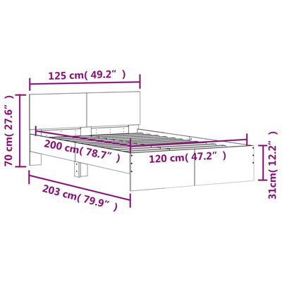 vidaXL Cadre de lit sans matelas noir 120x200 cm