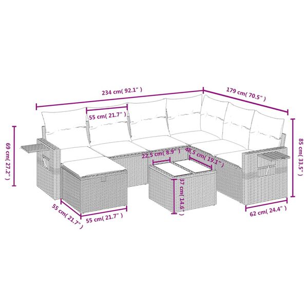 vidaXL Salon de jardin avec coussins 8 pcs beige r&eacute;sine tress&eacute;e
