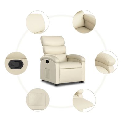 vidaXL Fauteuil inclinable Crème Similicuir