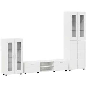 vidaXL Ensemble meuble TV FLORIN 3 pc Blanc brillant Bois d'ing&eacute;nierie
