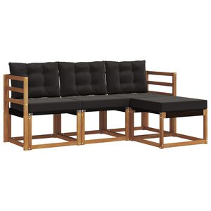 vidaXL Ensemble de canap&eacute;s d'ext&eacute;rieur 4 pcs Naturel et Noir
