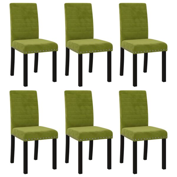 vidaXL Chaises &agrave; manger lot de 6 vert clair velours