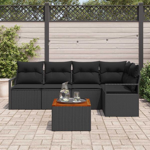 vidaXL Ensemble de canapé de jardin 6 pcs Noir