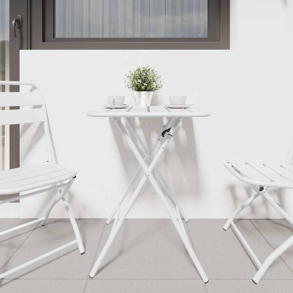 vidaXL Table bistrot Blanc 55 x 55 x 72,5 cm Acier rev&ecirc;tu de poudre