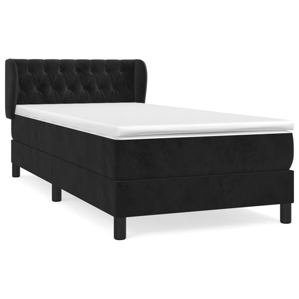 vidaXL Sommier &agrave; lattes de lit avec matelas Noir 90x190 cm Velours