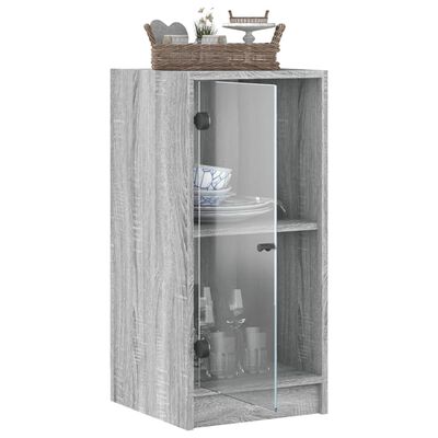 vidaXL Armoire latérale avec portes en verre sonoma gris 35x37x75,5 cm