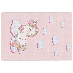 vidaXL Tapis enfants rose 160x230 cm licorne lavable