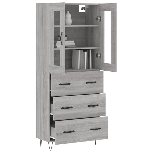 vidaXL Buffet haut Sonoma gris 69,5x34x180 cm Bois d'ing&eacute;nierie