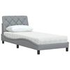 vidaXL Lit avec matelas gris clair 90x190 cm tissu