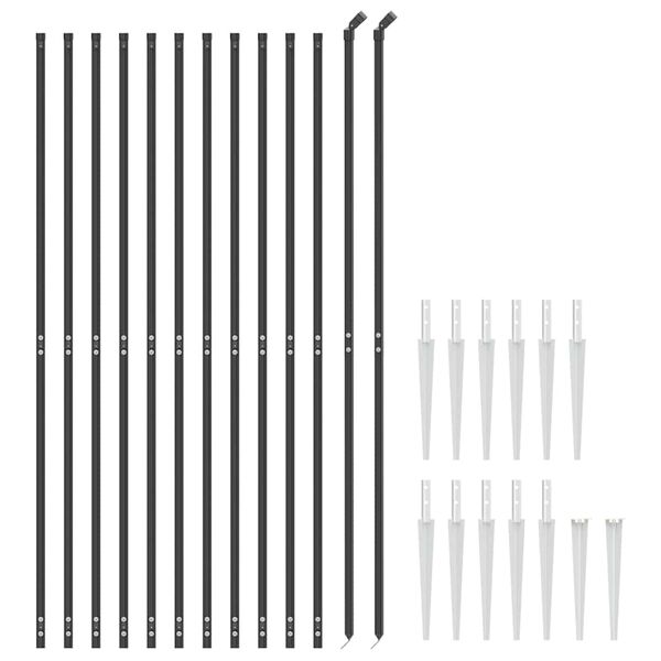 vidaXL Cl&ocirc;ture en treillis m&eacute;tallique et ancrage anthracite 2,2x25 m