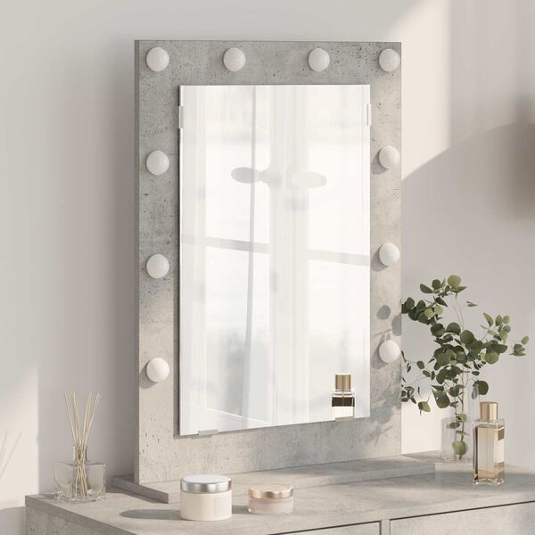 vidaXL Miroir de vanit&eacute; Rectangulaire Gris b&eacute;ton 70 x 50 x 18 cm