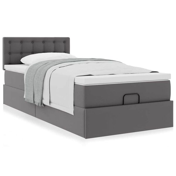 VidaXL Lit ottoman avec matelas gris 90x200 cm similicuir