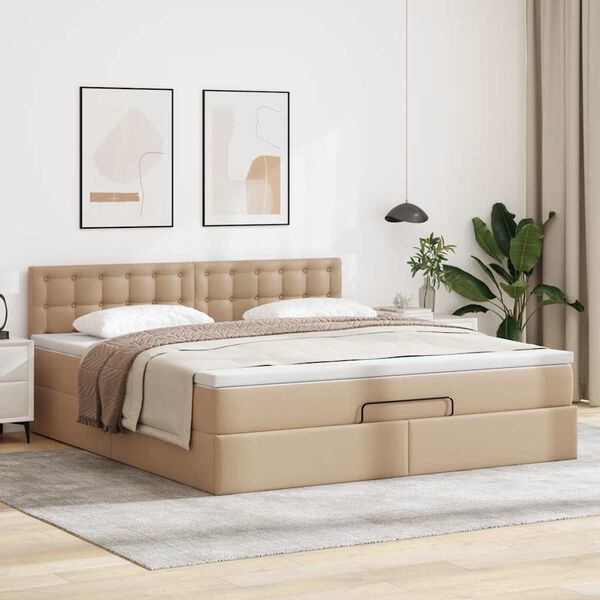 VidaXL Cadre de lit ottoman et matelas cappuccino 140x190cm similicuir