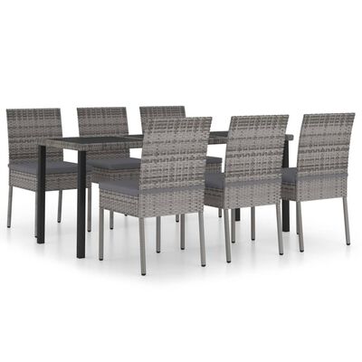 vidaXL Ensemble à manger de jardin 7 pcs Résine tressée Gris