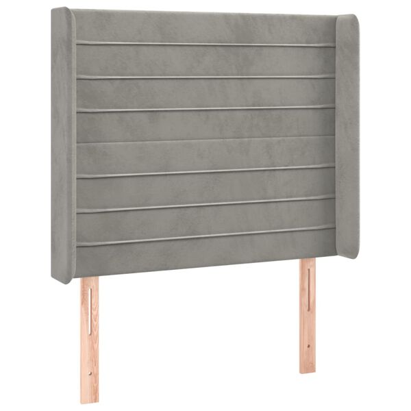 vidaXL T&ecirc;te de lit avec oreilles Gris clair 83x16x118/128 cm Velours