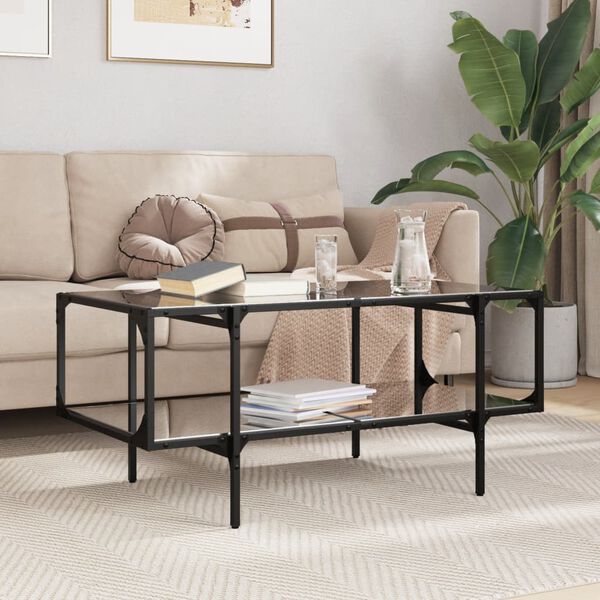 vidaXL Table basse avec dessus en verre noir 98,5x50x45 cm acier