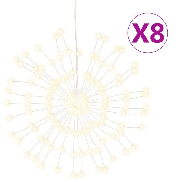 vidaXL &Eacute;toile rayonnante de No&euml;l 140 LED 8 pcs blanc chaud 17 cm