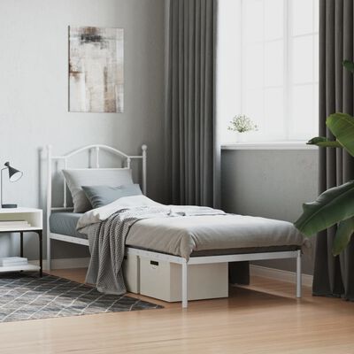 vidaXL Cadre de lit métal sans matelas avec tête de lit blanc 80x200cm