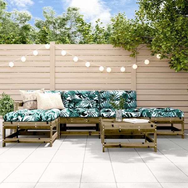 vidaXL Salon de jardin 6 pcs bois de pin impr&eacute;gn&eacute;