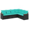 vidaXL Salon de jardin 6 pcs avec coussins noir r&eacute;sine tress&eacute;e
