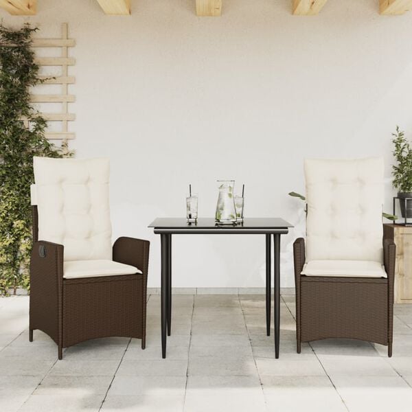 vidaXL Ensemble à manger de jardin et coussins 7 pcs marron rotin