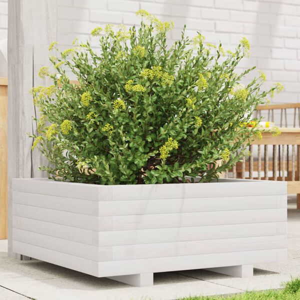 vidaXL Jardini&egrave;re blanc 60x60x26,5 cm bois de pin massif