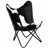 vidaXL Chaise papillon noir et blanc cuir de vache