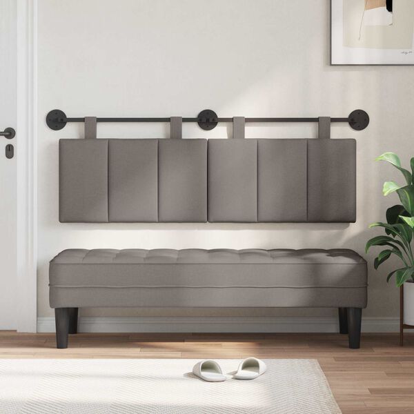 vidaXL T&ecirc;te de lit suspendue Montage mural Taupe 150 x 55 x 5 cm tissu