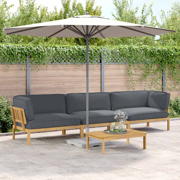 vidaXL Ensemble de Canap&eacute;s Uni 4 pcs Anthracite Bois d'Acacia Massif
