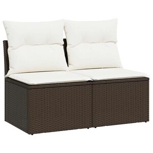 vidaXL Salon de jardin avec coussins 2pcs marron r&eacute;sine tress&eacute;e acacia