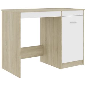 vidaXL Bureau Blanc et ch&ecirc;ne sonoma 100x50x76 cm Agglom&eacute;r&eacute;
