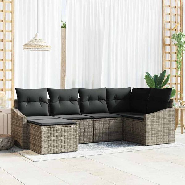 vidaXL Ensemble de Canap&eacute;s avec coussin 6 pcs Gris polyrotin